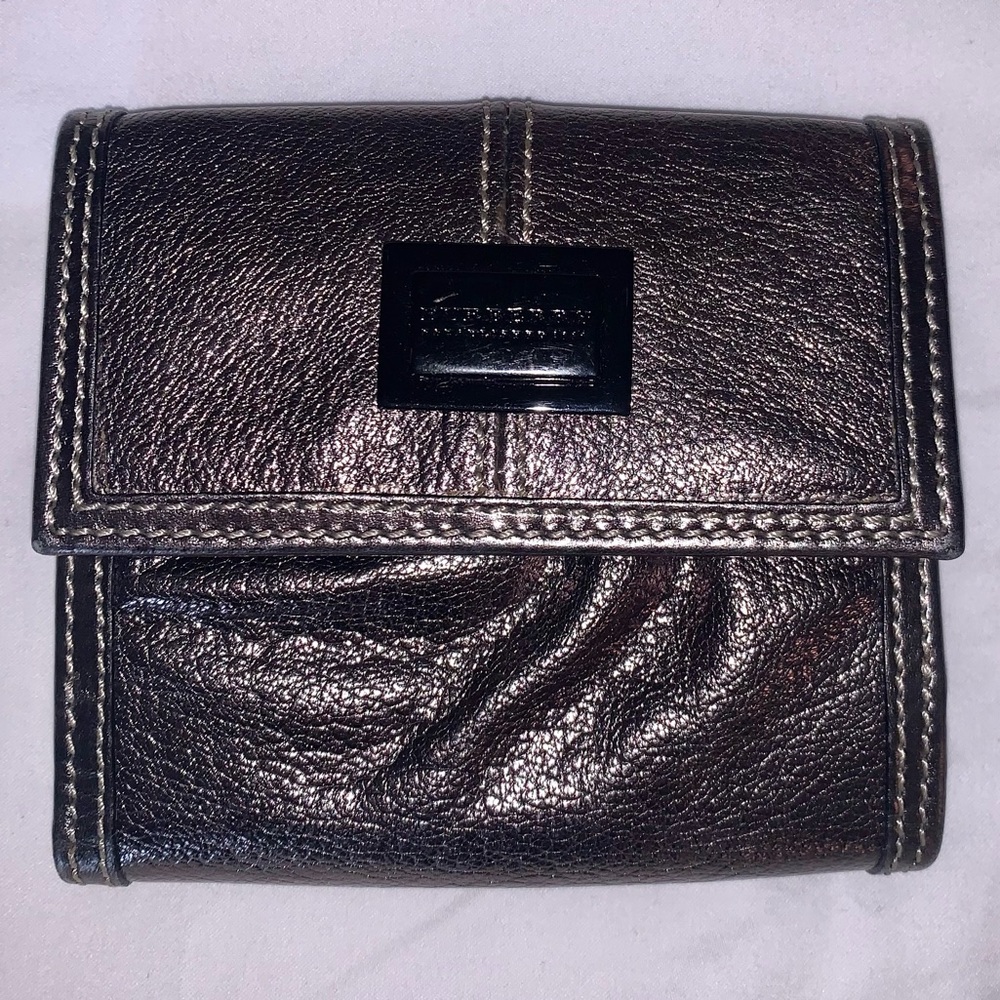 Burberry Silver Leather Wallet NWOT Mint